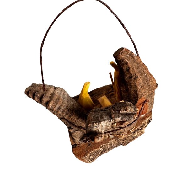 Rustic Bark Wood Mini Nativity Hand Carved Mexico Folk Art 3 Figures Ophelia 3 1 - Picture 5 of 9